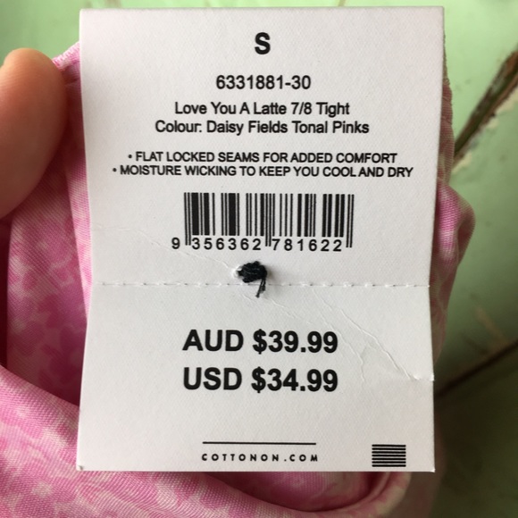 NEW Cotton On Body Highwaisted 7/8 Tights Daisy Floral Tonal Pinks nwt - Picture 5 of 6